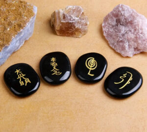 Conjunto 4 Cristais Reiki - Obsidiana Negra